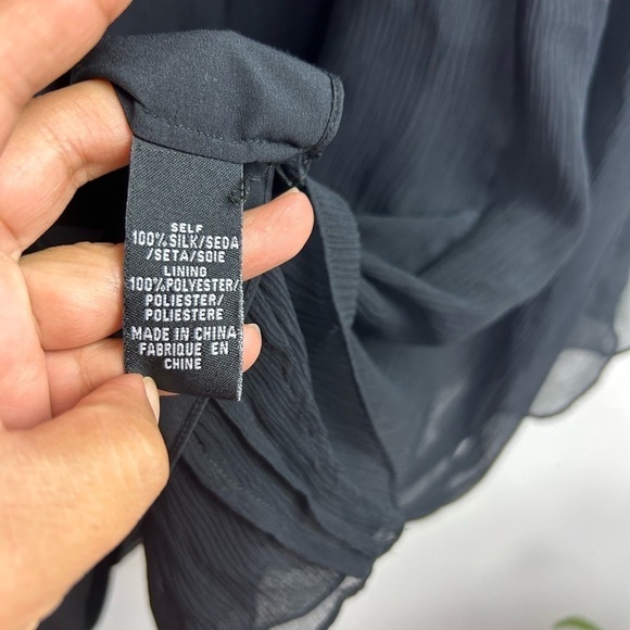 Tibi New York 100% Silk Embellished Neck Tunic Flare Mid Dress Black boho Sz 4 - Picture 8 of 11